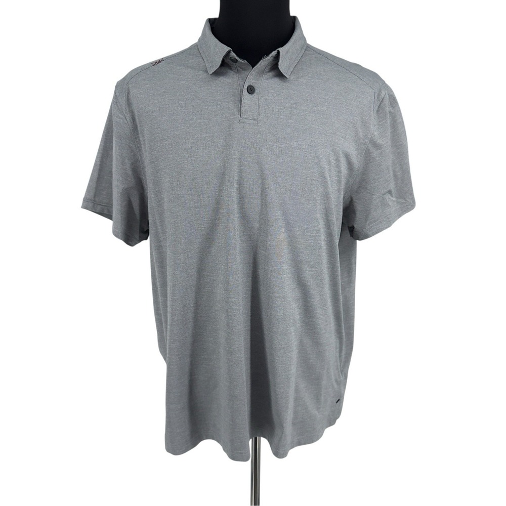 RHONE Mens Polo Shirt Size XL Gray Short Sleeve Herringbone Golf Style 100788